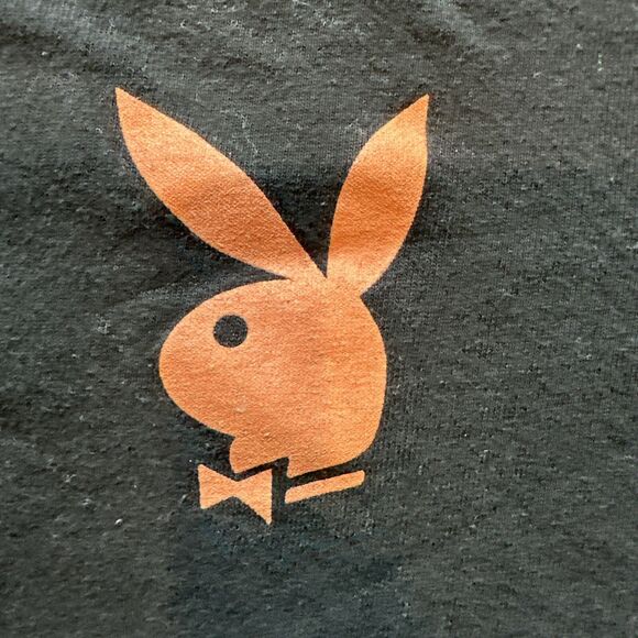 Playboy Shirt Mens Large Black Pink Spell Out Play Mates Bunny Hugh Hefner Tee - Picture 4 of 10
